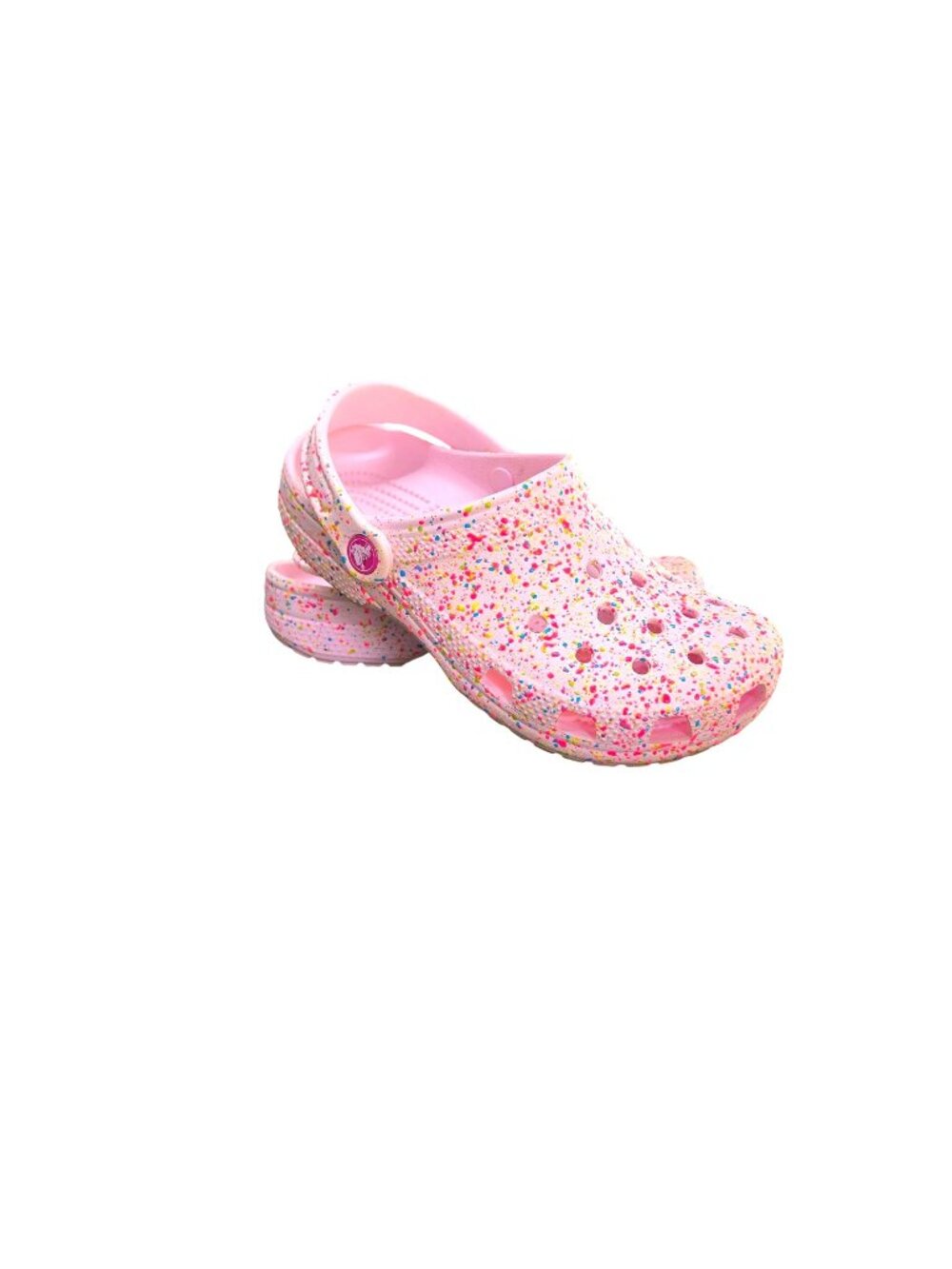 Croc's Kid's Classic Pink Speckled Paint Splatter Clog Sandals Junior Size 3